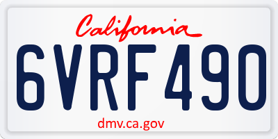 CA license plate 6VRF490