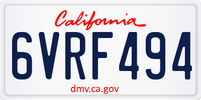 CA license plate 6VRF494