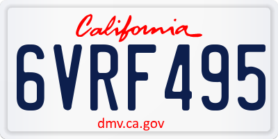 CA license plate 6VRF495