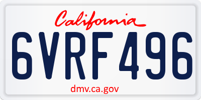 CA license plate 6VRF496