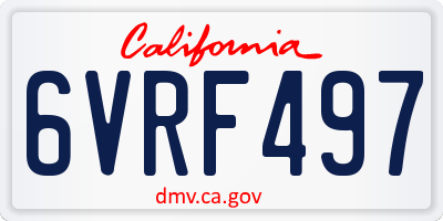 CA license plate 6VRF497