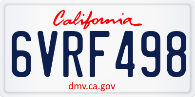 CA license plate 6VRF498