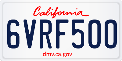 CA license plate 6VRF500