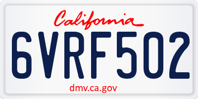 CA license plate 6VRF502