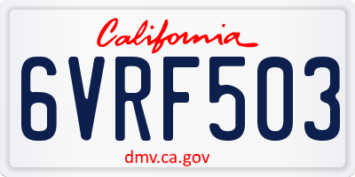 CA license plate 6VRF503