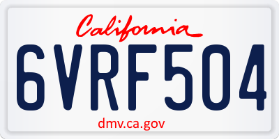 CA license plate 6VRF504
