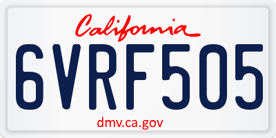 CA license plate 6VRF505