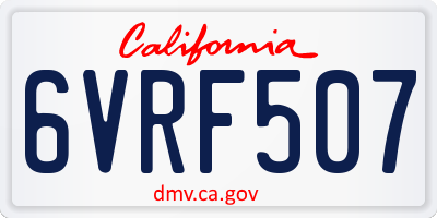 CA license plate 6VRF507