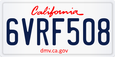 CA license plate 6VRF508