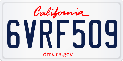 CA license plate 6VRF509