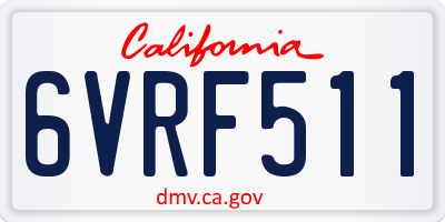 CA license plate 6VRF511