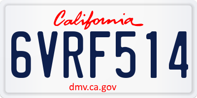 CA license plate 6VRF514