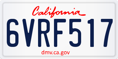 CA license plate 6VRF517