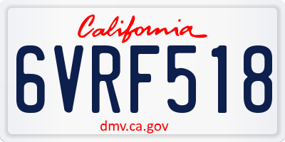 CA license plate 6VRF518