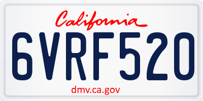 CA license plate 6VRF520