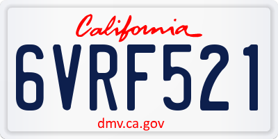 CA license plate 6VRF521
