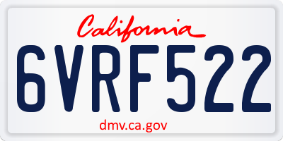 CA license plate 6VRF522