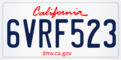 CA license plate 6VRF523