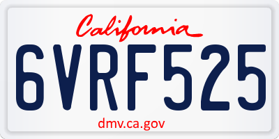 CA license plate 6VRF525