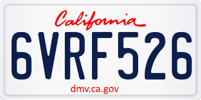 CA license plate 6VRF526
