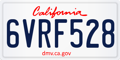 CA license plate 6VRF528