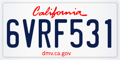 CA license plate 6VRF531