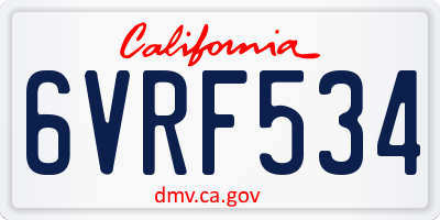 CA license plate 6VRF534