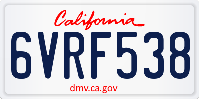CA license plate 6VRF538