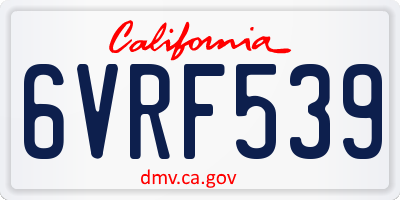 CA license plate 6VRF539