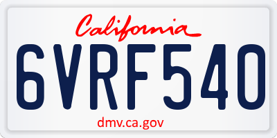 CA license plate 6VRF540
