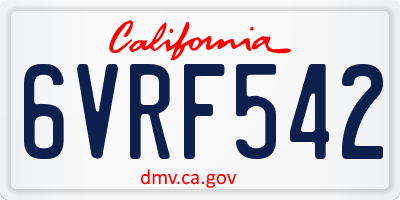 CA license plate 6VRF542