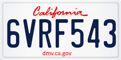 CA license plate 6VRF543