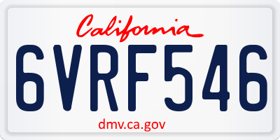 CA license plate 6VRF546