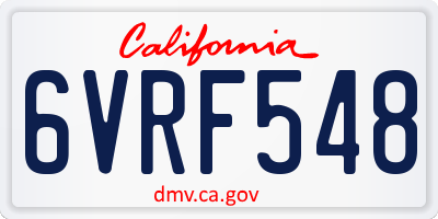 CA license plate 6VRF548
