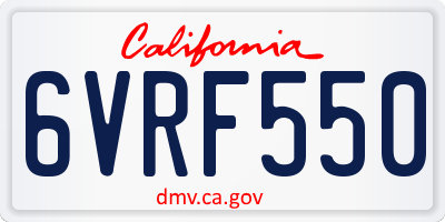 CA license plate 6VRF550