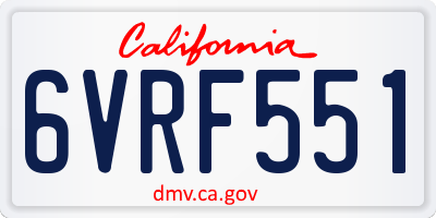 CA license plate 6VRF551