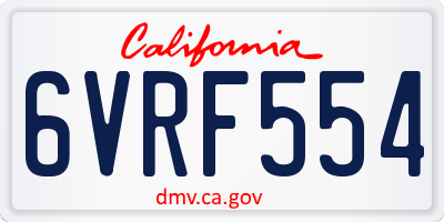 CA license plate 6VRF554