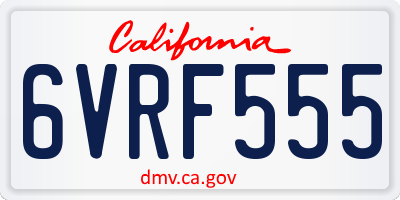 CA license plate 6VRF555