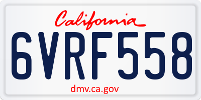 CA license plate 6VRF558