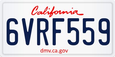 CA license plate 6VRF559