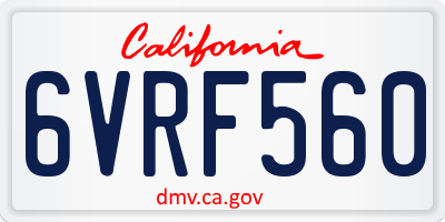 CA license plate 6VRF560