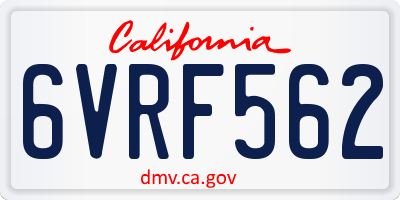 CA license plate 6VRF562