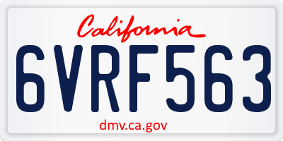 CA license plate 6VRF563