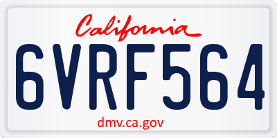 CA license plate 6VRF564
