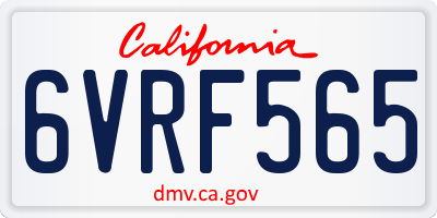 CA license plate 6VRF565
