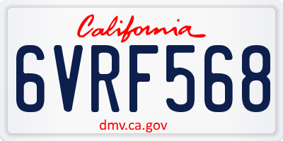 CA license plate 6VRF568