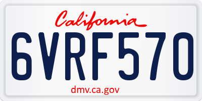 CA license plate 6VRF570