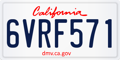 CA license plate 6VRF571