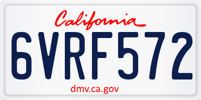 CA license plate 6VRF572