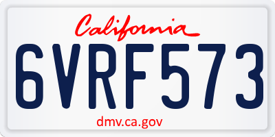 CA license plate 6VRF573